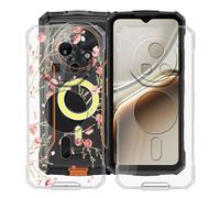 YQINHHME Coque pour Doogee Fire 7 Pro (6.56 "), 2 Pièces Ultra-Mince Anti-Rayures Cover Souple TPU Bumper Silicone Housse Etui pour Doogee Fire 7 Pro - Clear + Camélia