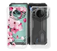 YQINHHME Coque pour Doogee S200X VIP (6.72 "), 2 Pièces Ultra-Mince Anti-Rayures Cover Souple TPU Bumper Silicone Housse Etui pour Doogee S200X VIP - Clear + Fleur de pêche