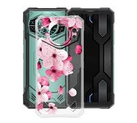 YQINHHME Coque pour Doogee S200X VIP (6.72 Pouces), Anti-Rayures Anti-Chute Silicone Souple Housse Etui Mince Transparent TPU Bumper Case Cover pour Doogee S200X VIP - Fleur de pêche