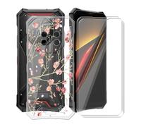 YQINHHME Coque pour Doogee S300 Plus (6.78 ") avec 2 X Verre Trempé Protecteur D'écran, Transparent Antichoc Case TPU Bumper Souple Silicone Housse Etui pour Doogee S300 Plus - Camélia