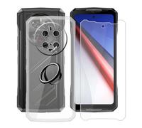 YQINHHME Coque pour Doogee V40 (6.78") avec Verre Trempé + Rotation 360 Degrés Anneau Support, Ultra-Mince Transparent Antichoc Silicone Souple TPU Housse Etui pour Doogee V40