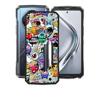 YQINHHME Coque pour Doogee V40 Pro (6.78"), Anti-Choc et Anti-Rayures Etui de Protection Ultra-Fin Noir Souple Silicone TPU Bumper Housse Case pour Doogee V40 Pro - Graffitis