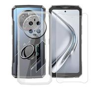 YQINHHME Coque pour doogee v40 Pro (6.78") avec Verre Trempé + Rotation 360 Degrés Anneau Support, Ultra-Mince Transparent Antichoc Silicone Souple TPU Housse Etui pour doogee v40 Pro