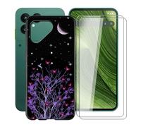 YQINHHME Coque pour Fairphone Gen 6 (6.31") avec 2 X Protecteur D'écran en Verre Trempé, Ultra Fin Anti-Rayures Cover Noir Souple Silicone Housse Etui pour Fairphone Gen 6 - Ciel étoilé Violet