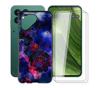 YQINHHME Coque pour Fairphone Gen 6 (6.31") avec 2 X Protecteur D'écran en Verre Trempé, Ultra Fin Anti-Rayures Cover Noir Souple Silicone Housse Etui pour Fairphone Gen 6 - Nuage de Roses