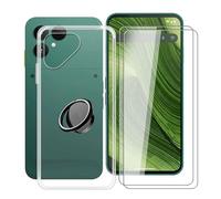 YQINHHME Coque pour Fairphone Gen 6 (6.31") avec 2 X Verre Trempé + Rotation 360 Degrés Anneau Support, Ultra-Mince Transparent Antichoc Silicone Souple TPU Housse Etui pour Fairphone Gen 6