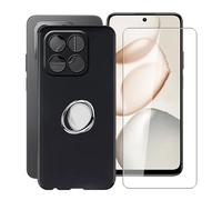 YQINHHME Coque pour Honor 400 Smart 4G (6.77") avec Verre Trempé + Rotation 360 Degrés Anneau Support, Ultra-Mince Noir Antichoc Silicone Souple TPU Housse Etui pour Honor 400 Smart 4G