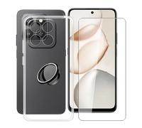 YQINHHME Coque pour Honor 400 Smart 4G (6.77") avec Verre Trempé + Rotation 360 Degrés Anneau Support, Ultra-Mince Transparent Antichoc Silicone Souple TPU Housse Etui pour Honor 400 Smart 4G