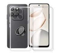 YQINHHME Coque pour Honor 400 Smart (6.77") avec 2 X Verre Trempé + Rotation 360 Degrés Anneau Support, Ultra-Mince Transparent Antichoc Silicone Souple TPU Housse Etui pour Honor 400 Smart