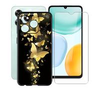 YQINHHME Coque pour Honor X5c Plus (6.74 Pouces) + Verre trempé Protection Décran, Ultra Fin Antichoc Noir Housse Etui Souple Silicone TPU Bumper Case pour Honor X5c Plus - WMA30