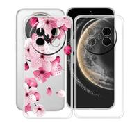YQINHHME Coque pour Huawei Mate 70 Air (7.0 "), 2 Pièces Ultra-Mince Anti-Rayures Cover Souple TPU Bumper Silicone Housse Etui pour Huawei Mate 70 Air - Clear + Fleur de pêche