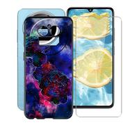YQINHHME Coque pour IIIF150 Action A5 Pro (6.88 Pouces) + Verre trempé Protection Décran, Ultra Fin Antichoc Noir Housse Etui Souple TPU Bumper Case pour IIIF150 Action A5 Pro - Nuage de Roses