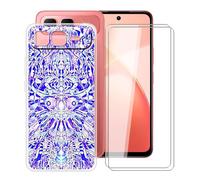 YQINHHME Coque pour Infinix Smart 10 Plus (6.67 ") avec 2 X Verre Trempé Protecteur D'écran, Transparent Antichoc Case TPU Bumper Souple Silicone Housse Etui pour Infinix Smart 10 Plus - Image Miroir