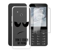 YQINHHME Coque pour Nokia 215 4G 2024 (2.80") avec Verre Trempé Protecteur D'écran, Transparent Antichoc et Anti-Rayures Case Souple Silicone Housse Etui pour Nokia 215 4G 2024 -DUO5