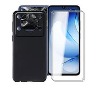 YQINHHME Coque pour Oukitel C60 Pro (6.88") avec 3 X Protecteur D'écran en Verre Trempé, Ultra Fin Antichoc Anti-Rayures Cover Noir Souple Silicone Housse Etui pour Oukitel C60 Pro - Noir