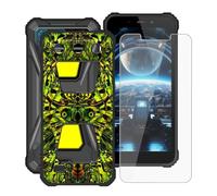 YQINHHME Coque pour Oukitel G5 (6.00 Pouces) + Verre trempé Protection Décran, Ultra Fin Antichoc Noir Housse Etui Souple Silicone TPU Bumper Case pour Oukitel G5 - Bouffon Vert