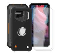 YQINHHME Coque pour Oukitel WP23 Plus (6.52") avec 2 X Verre Trempé + Rotation 360 Degrés Anneau Support, Ultra-Mince Noir Antichoc Silicone Souple TPU Housse Etui pour Oukitel WP23 Plus