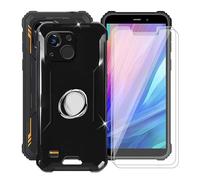 YQINHHME Coque pour Oukitel WP32 Pro (6.0") avec 2 X Verre Trempé + Rotation 360 Degrés Anneau Support, Ultra-Mince Noir Antichoc Silicone Souple TPU Housse Etui pour Oukitel WP32 Pro