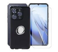 YQINHHME Coque pour Oukitel WP52 (6.60") avec Verre Trempé + Rotation 360 Degrés Anneau Support, Ultra-Mince Noir Antichoc Silicone Souple TPU Housse Etui pour Oukitel WP52