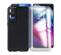 YQINHHME Coque pour TCL 505s (6.75") avec 4 X Protecteur D'écran en Verre Trempé, Ultra Fin Antichoc Anti-Rayures Cover Noir Souple Silicone Housse Etui pour TCL 505s - Noir
