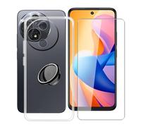 YQINHHME Coque pour TCL 60R 5G T519H (6.67") avec Verre Trempé + Rotation 360 Degrés Anneau Support, Ultra-Mince Transparent Antichoc Silicone Souple TPU Housse Etui pour TCL 60R 5G T519H