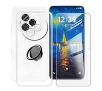 YQINHHME Coque pour TCL NxtPaper 60 Ultra (7.2") avec Verre Trempé + Rotation 360 Degrés Anneau Support, Ultra-Mince Transparent Antichoc Silicone Souple TPU Housse Etui pour TCL NxtPaper 60 Ultra