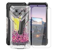 YQINHHME Coque pour Ulefone Armor 34 (6.95") avec Verre Trempé Protecteur D'écran, Transparent Antichoc et Anti-Rayures Case Souple Silicone TPU Housse Etui pour Ulefone Armor 34 - Coeur Rouge
