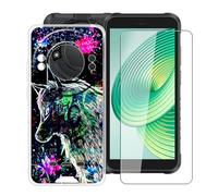 YQINHHME Coque pour Ulefone RugKing (5.99") avec Verre Trempé Protecteur D'écran, Transparent Antichoc et Anti-Rayures Case Souple Silicone TPU Housse Etui pour Ulefone RugKing - Bête de Graffiti