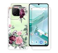 YQINHHME Coque pour Umidigi G9T (6.75") avec Verre Trempé Protecteur D'écran, Transparent Antichoc et Anti-Rayures Case Souple Silicone TPU Housse Etui pour Umidigi G9T - Rose Rouge