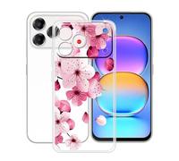 YQINHHME Coque pour ZTE Blade V80 Pro (6.75 Pouces), Anti-Rayures Anti-Chute Silicone Souple Housse Etui Mince Transparent TPU Bumper Case Cover pour ZTE Blade V80 Pro - Fleur de pêche