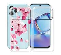 YQINHHME Coque pour ZTE Blade V80 Vita (6.75 "), 2 Pièces Ultra-Mince Anti-Rayures Cover Souple TPU Bumper Silicone Housse Etui pour ZTE Blade V80 Vita - Clear + Fleur de pêche