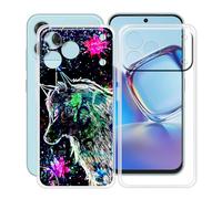 YQINHHME Coque pour ZTE Blade V80 Vita (6.75 "), 2 Pièces Ultra-Mince Anti-Rayures Cover Souple TPU Bumper Silicone Housse Etui pour ZTE Blade V80 Vita - Clear + Bête de Graffiti