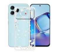 YQINHHME Coque pour ZTE Blade V80 Vita (6.75 Pouces), Anti-Rayures Anti-Chute Silicone Souple Housse Etui Mince Transparent TPU Bumper Case Cover pour ZTE Blade V80 Vita - Petite Fleur Blanc