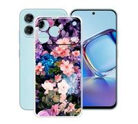 YQINHHME Coque pour ZTE Blade V80 Vita (6.75 Pouces), Anti-Rayures Anti-Chute Silicone Souple Housse Etui Mince Transparent TPU Bumper Case Cover pour ZTE Blade V80 Vita - Mur de Fleurs