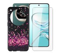 YQINHHME Coque pour ZTE Nubia Focus 2 Ultra (6.8 Pouces) + Verre trempé Protection Décran, Ultra Fin Antichoc Noir Housse Etui Souple TPU Bumper Case pour ZTE Nubia Focus 2 Ultra - Coeur Rouge