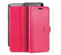 YQINHHME Support Coque pour Crosscall Stellar-M6E (6.1") + Verre Trempé Protection D'écran, La Fonction Porte-Monnaie PU Cuir Flip Case avec Souple Silicone Doublure Housse Etui - Rosered