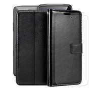 YQINHHME Support Coque pour Crosscall Stellar-M6E (6.1") + Verre Trempé Protection D'écran, La Fonction Porte-Monnaie PU Cuir Flip Case avec Souple Silicone Doublure Housse Etui - Black
