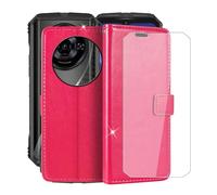 YQINHHME Support Coque pour Doogee S118 Pro (6.58") + Verre Trempé Protection D'écran, La Fonction Porte-Monnaie PU Cuir Flip Case avec Souple Silicone Doublure Housse Etui - RosRed