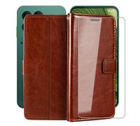 YQINHHME Support Coque pour Fairphone Gen 6 (6.31") + Verre Trempé Protection D'écran, La Fonction Porte-Monnaie PU Cuir Flip Case avec Souple Silicone Doublure Housse Etui - Brown