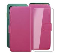 YQINHHME Support Coque pour Fairphone Gen 6 (6.31") + Verre Trempé Protection D'écran, La Fonction Porte-Monnaie PU Cuir Flip Case avec Souple Silicone Doublure Housse Etui - Rosered