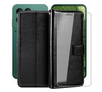 YQINHHME Support Coque pour Fairphone Gen 6 (6.31") + Verre Trempé Protection D'écran, La Fonction Porte-Monnaie PU Cuir Flip Case avec Souple Silicone Doublure Housse Etui - Black