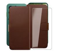 YQINHHME Support Coque pour Fairphone Gen 6 (6.31") + Verre Trempé Protection D'écran, La Fonction Porte-Monnaie PU Cuir Flip Case avec Souple Silicone Doublure Housse Etui - Brown