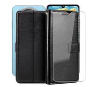YQINHHME Support Coque pour IIIF150 Action A5 Pro (6.88") + Verre Trempé Protection D'écran, La Fonction Porte-Monnaie PU Cuir Flip Case avec Souple Silicone Doublure Housse Etui - Black