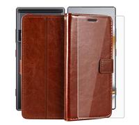 YQINHHME Support Coque pour ZTE Nubia Z80 Ultra (6.85") + Verre Trempé Protection D'écran, La Fonction Porte-Monnaie PU Cuir Flip Case avec Souple Silicone Doublure Housse Etui - Brown