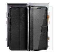 YQINHHME Support Coque pour ZTE Nubia Z80 Ultra (6.85") + Verre Trempé Protection D'écran, La Fonction Porte-Monnaie PU Cuir Flip Case avec Souple Silicone Doublure Housse Etui - Black
