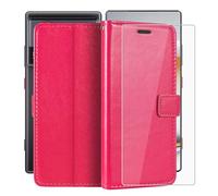 YQINHHME Support Coque pour ZTE Nubia Z80 Ultra (6.85") + Verre Trempé Protection D'écran, La Fonction Porte-Monnaie PU Cuir Flip Case avec Souple Silicone Doublure Housse Etui - RosRed