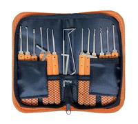 YQLEISHI Kit de crochetage de serrure, 17 pièces avec manuel et étui à fermeture éclair pour crochetage de serrurier, outil d'extraction pour débutant et serrurier (sans cadenas, orange)