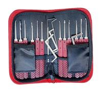 YQLEISHI Lot de 17 crochetages et étui à fermeture éclair avec sac en cuir pour crochetage, outil d'extraction pour serruriers débutants et professionnels