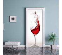 YQLKD Autocollant Poster De Porte 3D Décoration De Barre Grand Autocollant De Porte De Tasse De Vin Peintures Murales Imperméables Auto-Adhésives De Porte De Porte