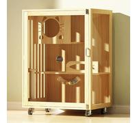 YQMHEZ Enclos for Chats, Cage D'intérieur en Bois avec Porte Transparente Et roulettes Universelles, Maison de Luxe Multifonctionnelle for Chats, Maison for Chats De Chalet